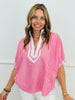 Pink Striped Dolman Sleeve Blouse (Reg & Plus)