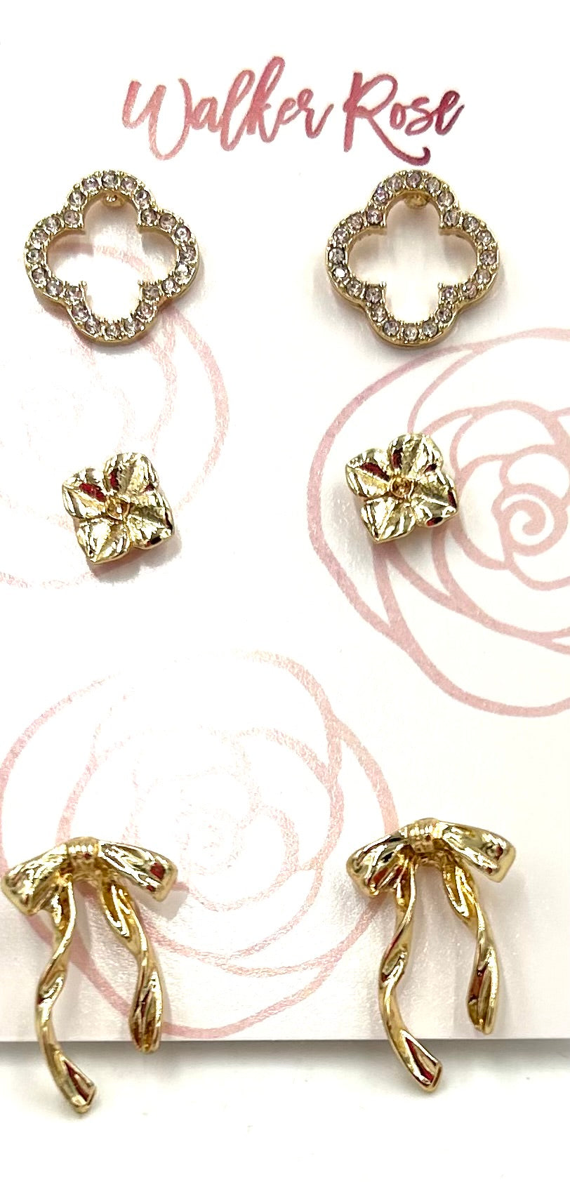 Clover, Flower & Bow Stud Earring Set