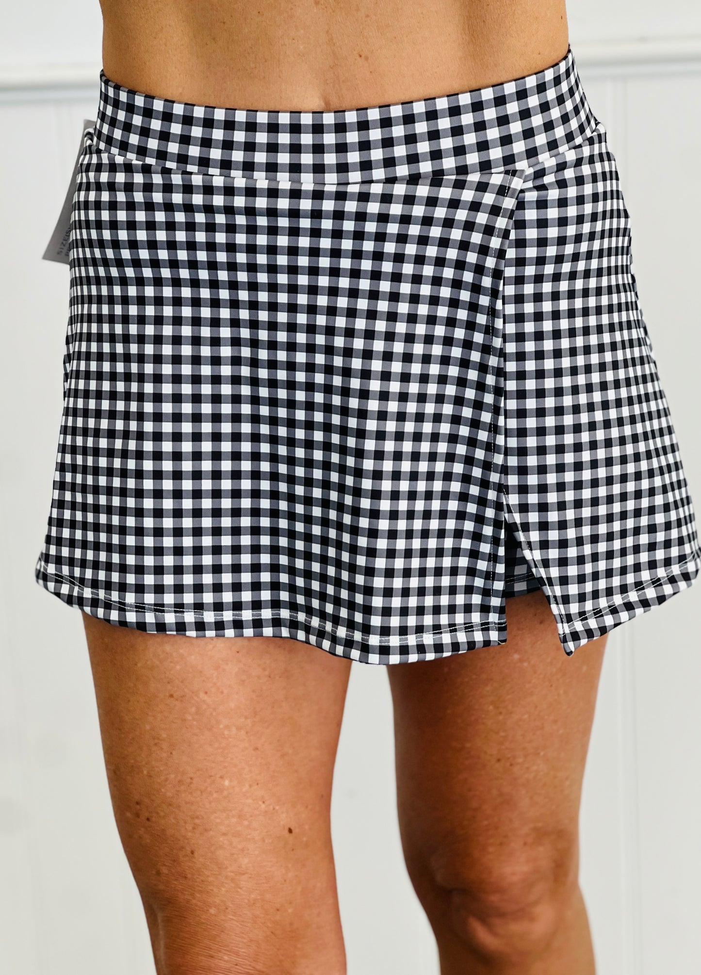 Gingham Print Side Slit Skort (Reg.) - 2 Colors