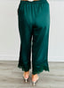 Hunter Green Lace Hem Pants (Reg. and Plus)