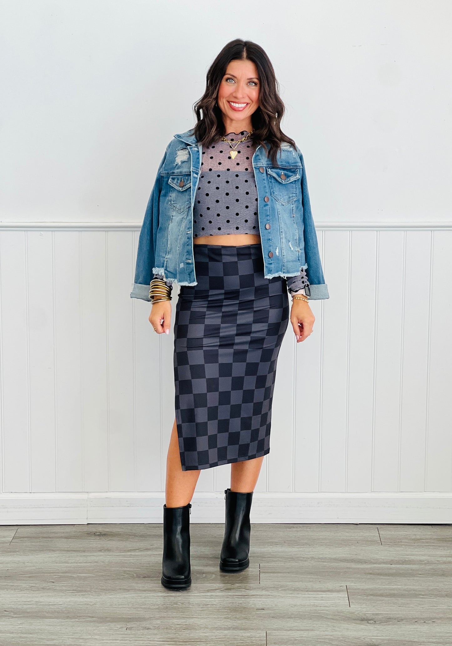 Polka Dots Mesh LS Top (Reg & Plus)-2 Colors