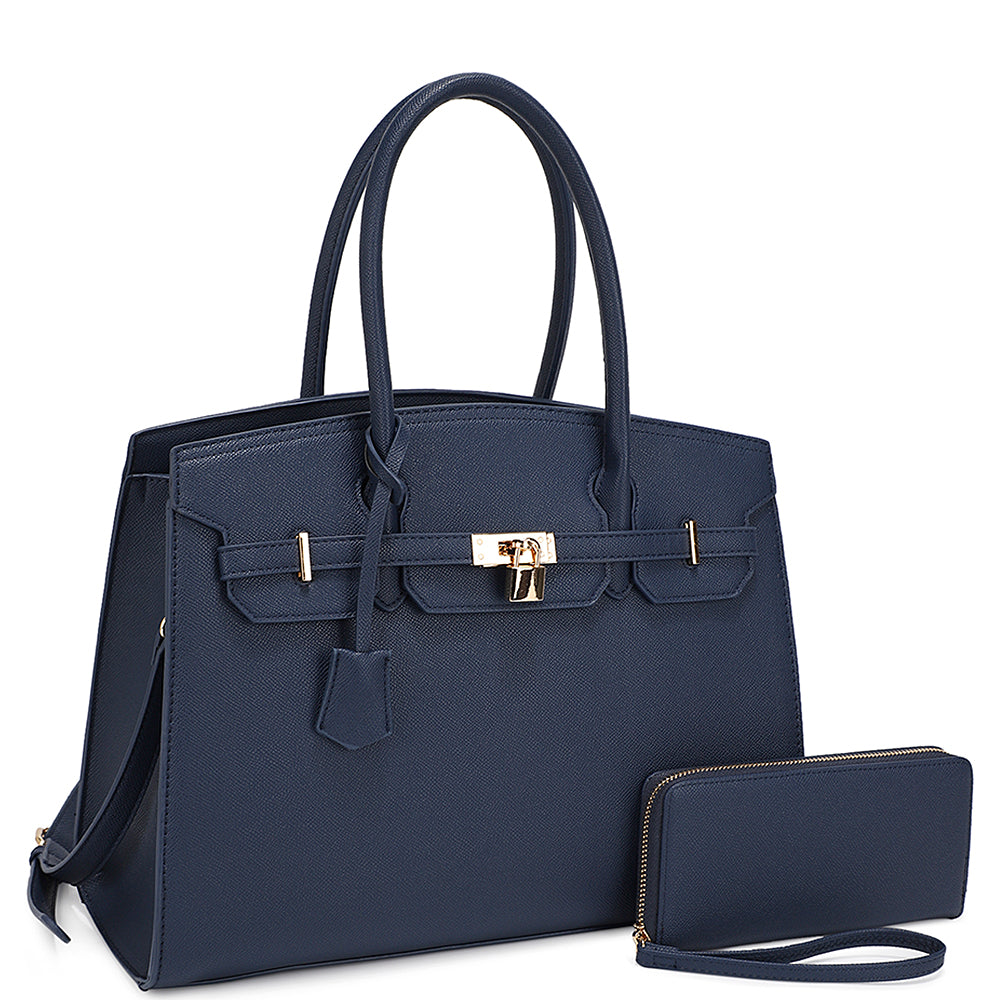 Textured Satchel Handbag with Wallet (5 colors)