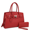 Textured Satchel Handbag with Wallet (5 colors)
