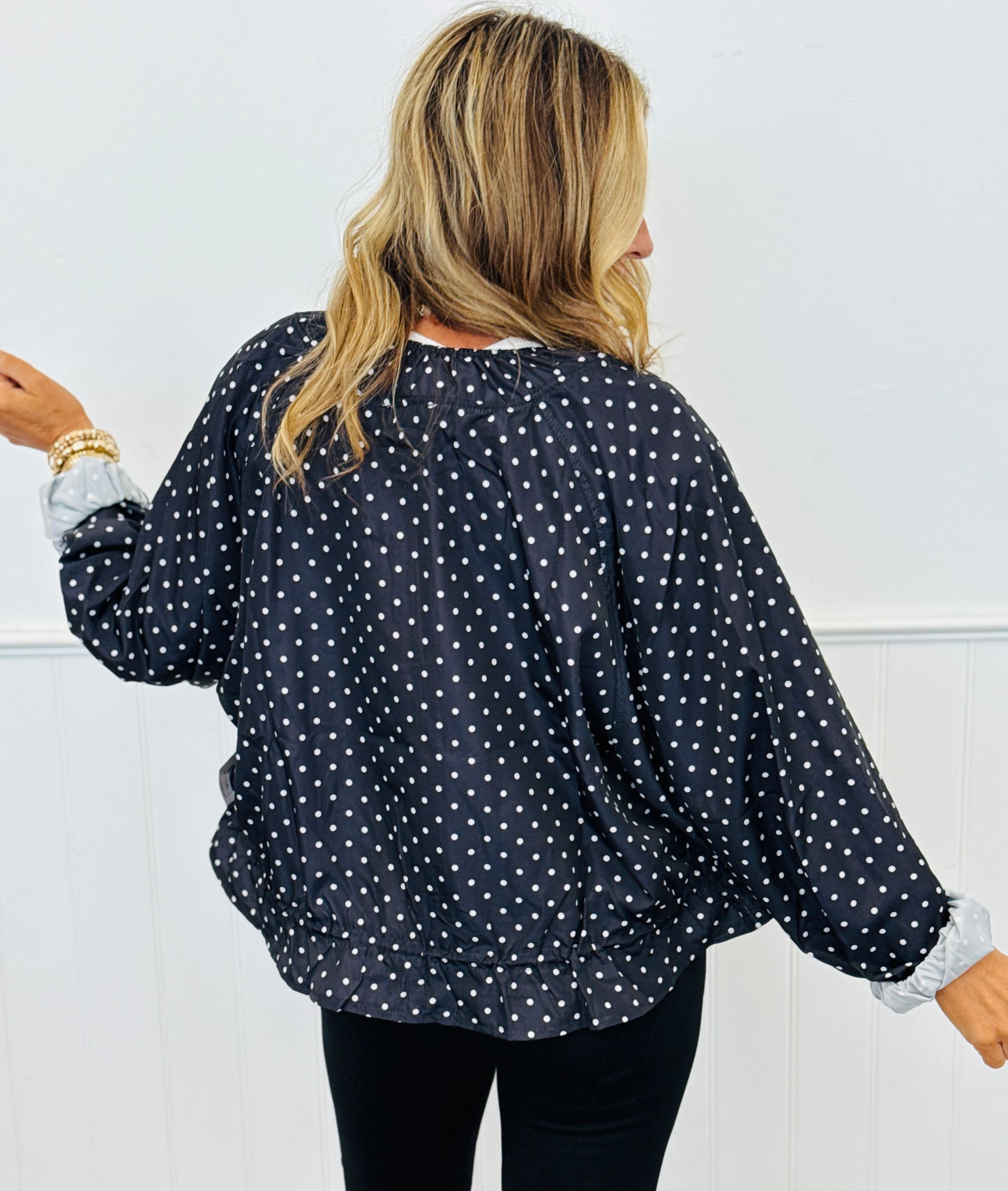 Polka Dot Windbreaker Zip Up Jacket (Reg.) - 2 Colors
