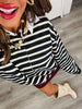 Black/Cream Striped Rugby Polo Top (Reg.)