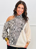 Snake Print Open One Shoulder Top (Reg.)