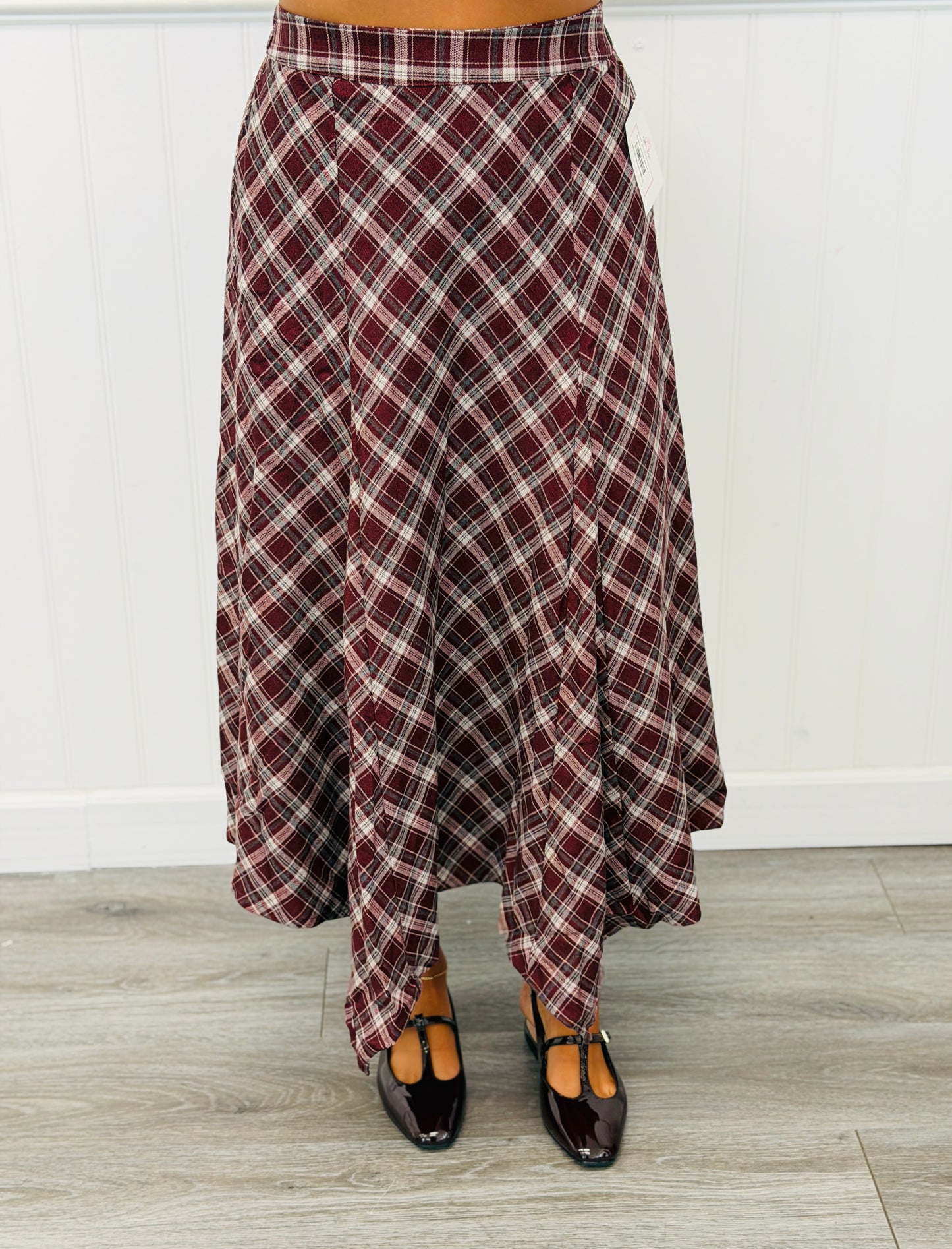 Plaid Midi Handkerchief Skirt (Reg.)-2 Colors