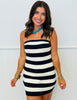 White/Navy Stripe Tube Skort Mini Dress (Reg.)