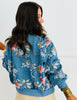 Light Denim Floral Beaded Sequin Zip Up Jacket (Reg.)