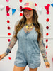 Denim Striped Front Pockets Romper (Reg. and Plus)