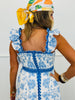 Blue Multi Ruffled Neck Midi Dress (Reg & Plus)
