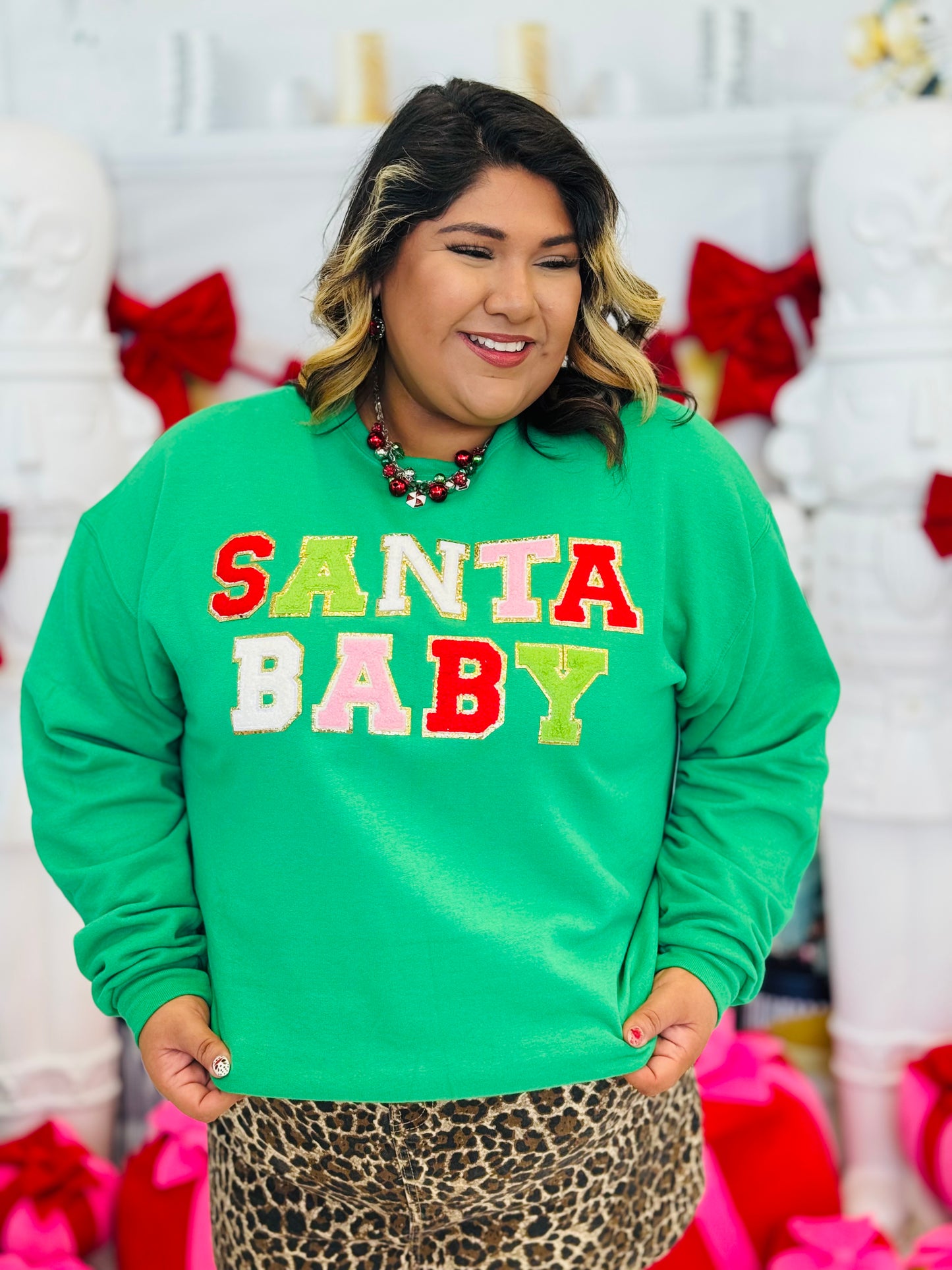 Santa Baby Chenille Sweatshirt (Reg. and Plus)