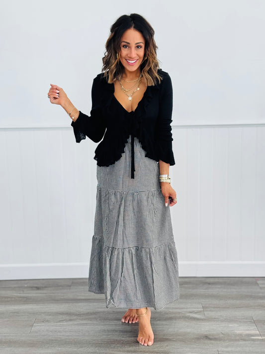 Black Knit Ruffle Cardigan (Reg.)