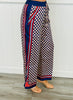 Navy Multi Square Pattern Satin Pants (Reg.)