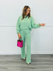 Lime Striped Oversized Fleece Sweater Top (Reg.)