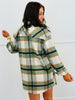 Green/White Plaid Button Down Shacket (Reg.)