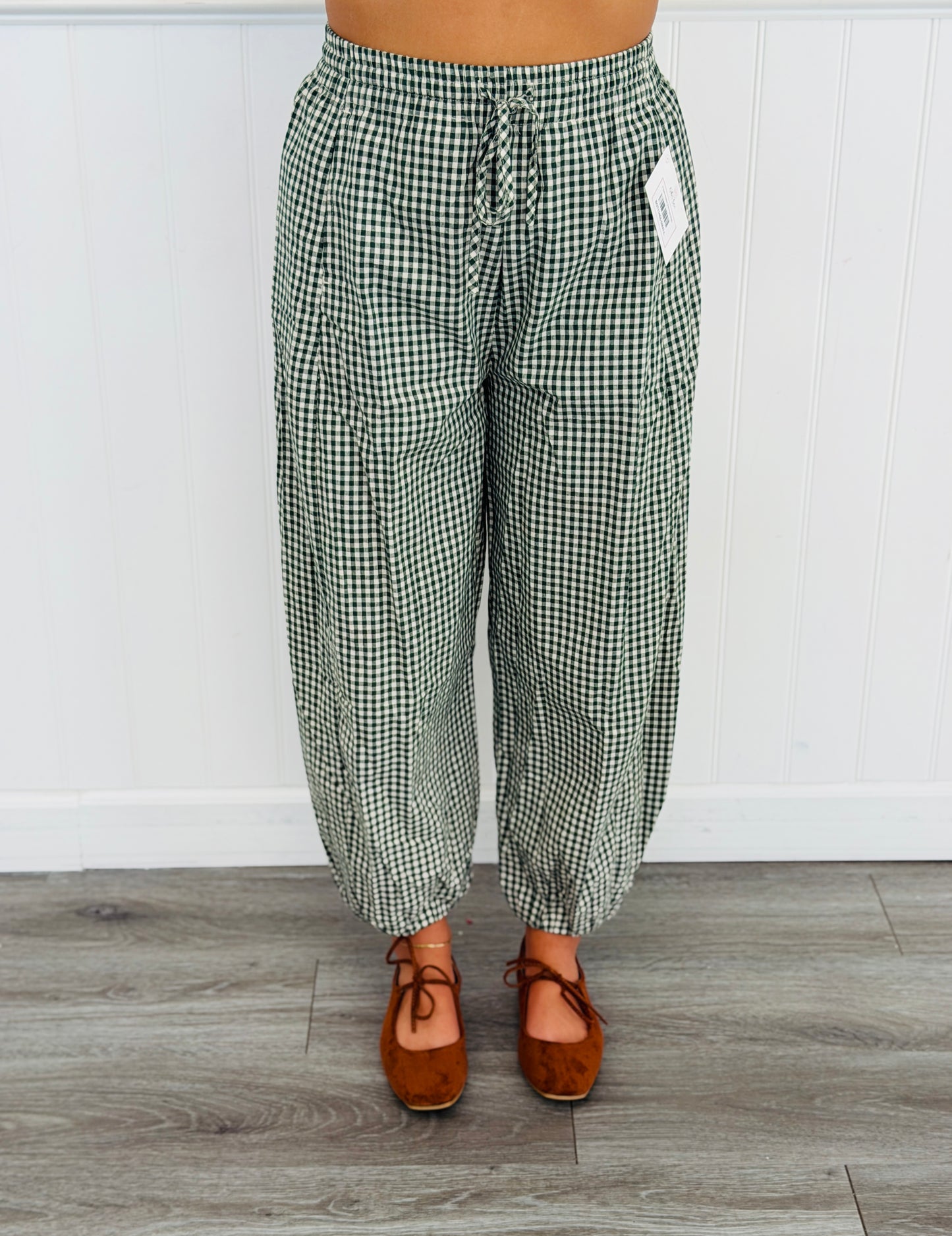 H Green Gingham Print Pants (Reg.)