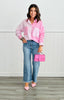 Pink Stripe Color Block Shirt (Reg & Plus)