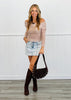 Off Shoulder Semi Sheer Mesh Top (Reg.)-2 Colors