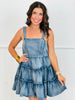 Acid Washed Denim Tiered Mini Dress (Reg & Plus)