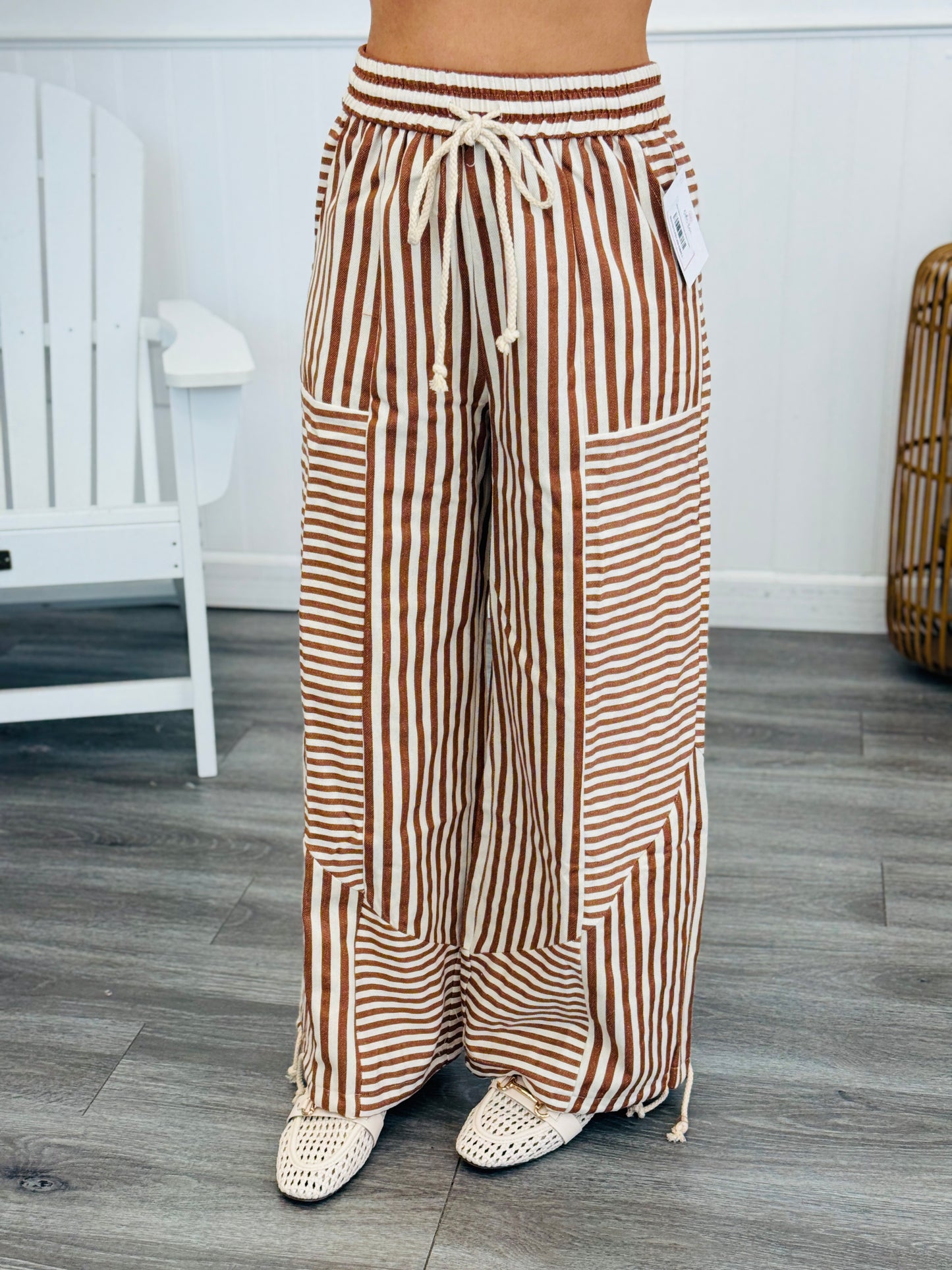 Mixed Stripe Parachute Pants (Reg.)-2 Colors
