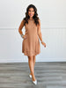 Camel Ribbed Mini Sweater Dress (Reg & Plus)