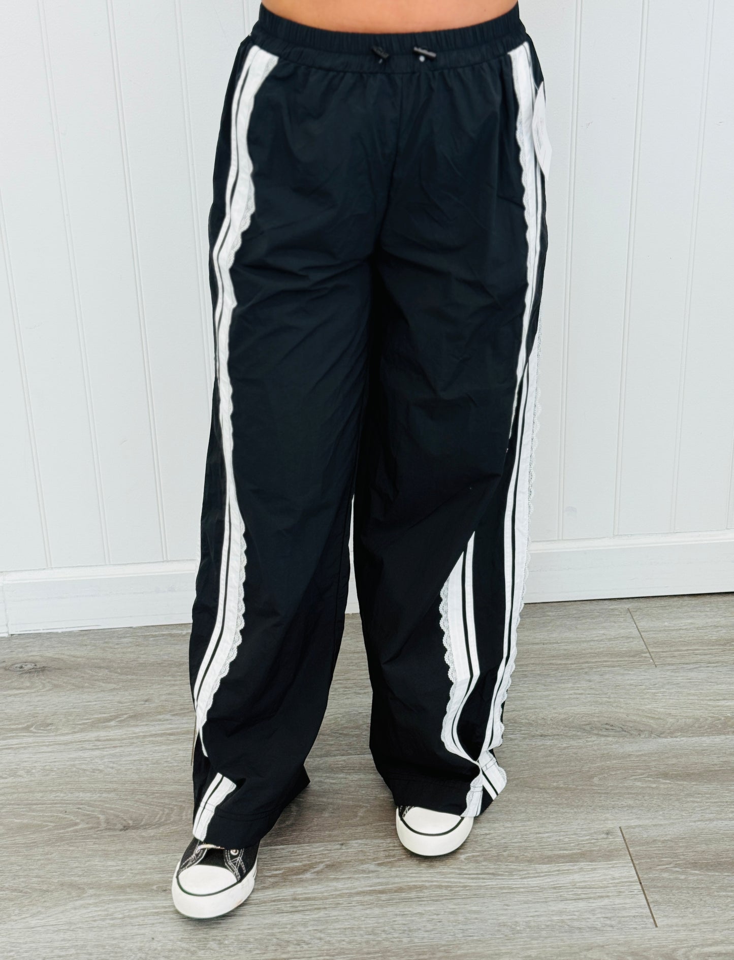 Black Side Stripe Track Pants (Reg.)
