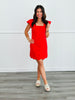 Red Quilted Button Down Mini Dress (Reg.)
