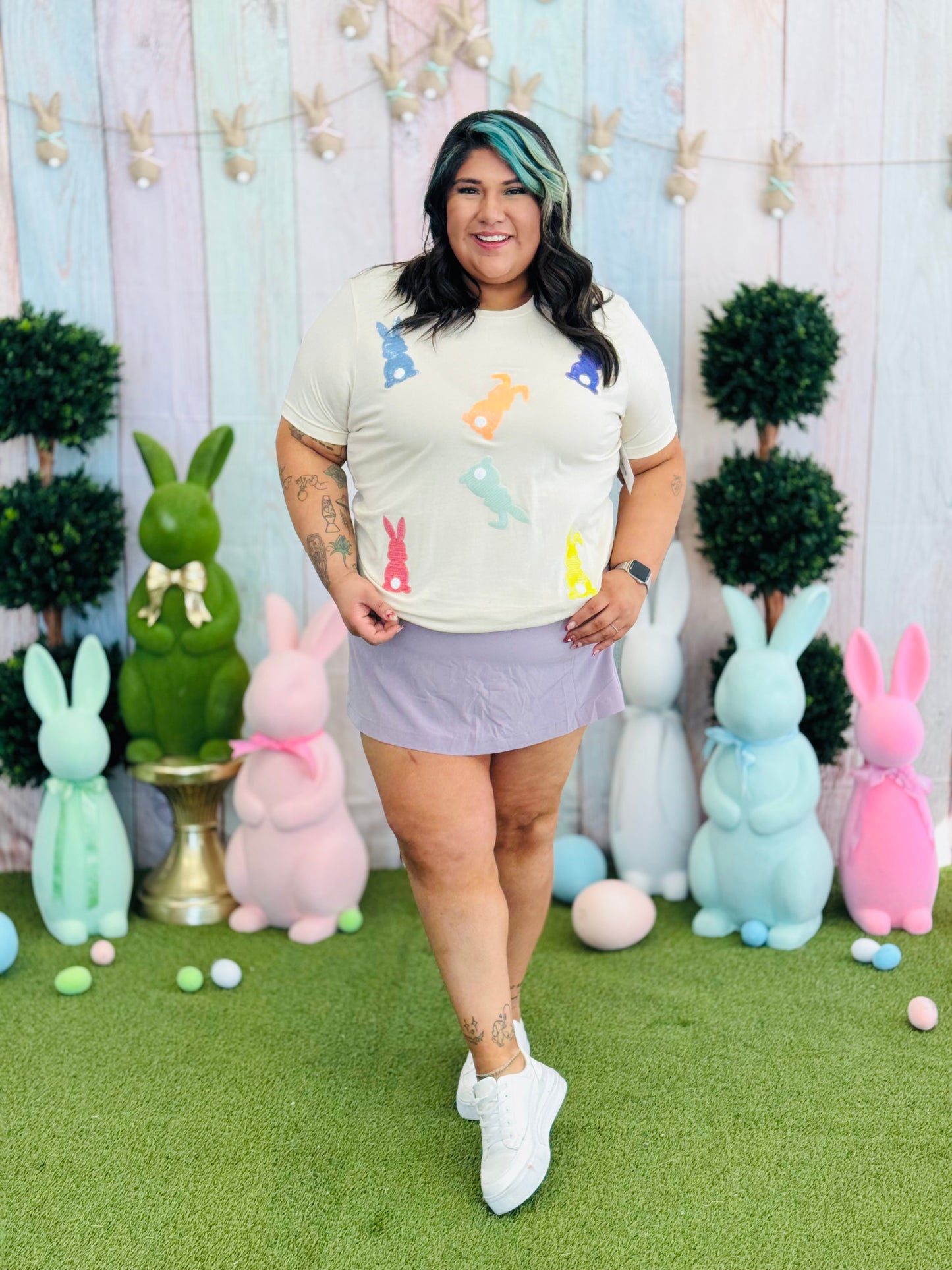 Cream Sequin Easter Bunny Tee (Reg & Plus)