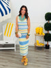 Blue/Yellow Striped Midi Tank Dress (Reg & Plus)
