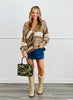 Oli & Hali Brown Combo Color Block Patchwork Cardigan (Reg.)