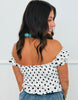 White/Black Polka Dot Off Shoulder Top (Reg.)