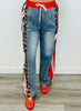Red/ Denim Rhinestone Jogger Pants (Reg & Plus)