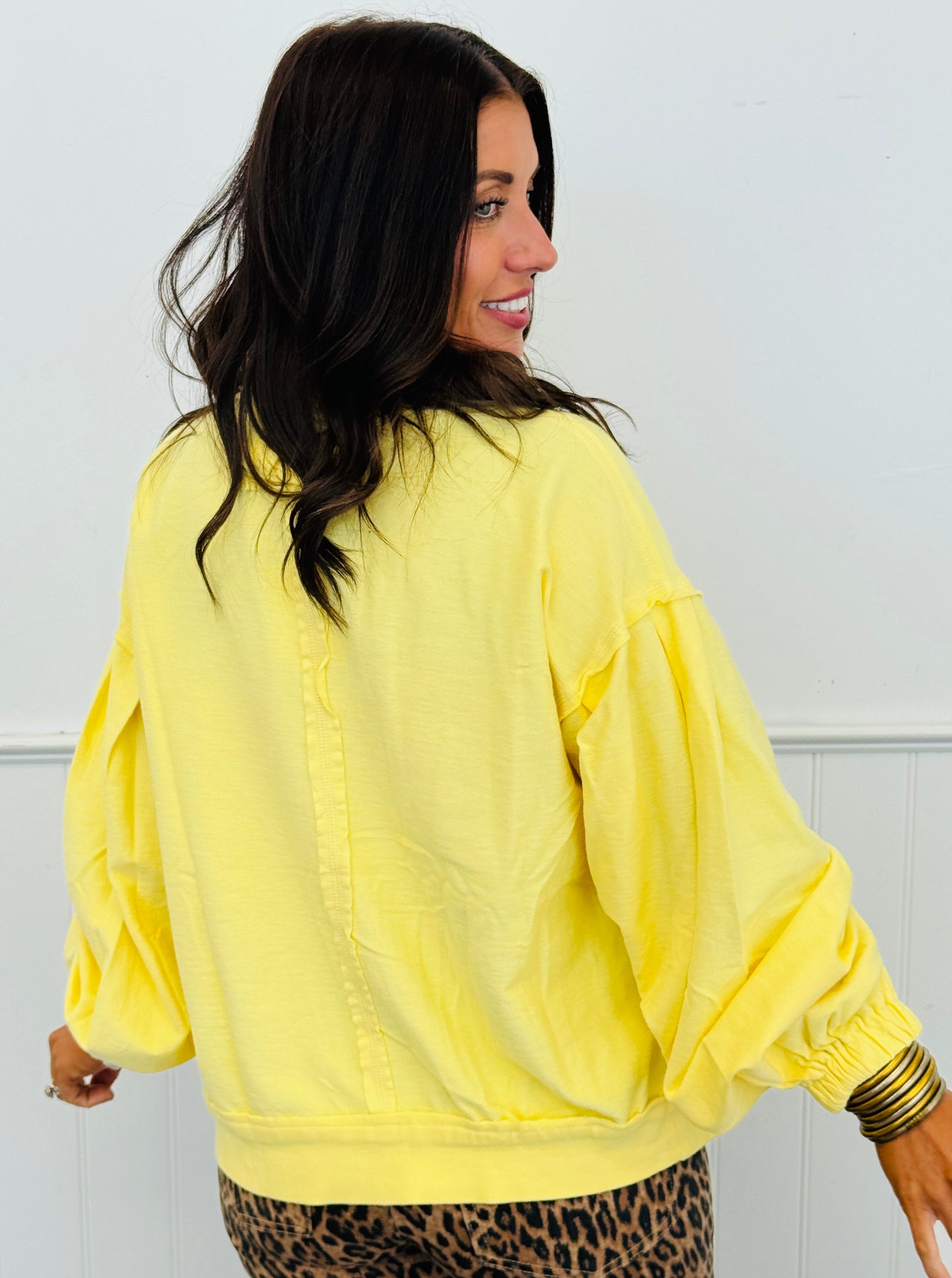 Butter Yellow Contrast Sweater Knit Snap Button Cardigan (Reg. and Plus)