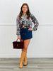 Green/Red Floral Print Satin Blouse (Reg. and Plus)