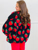 Black Strawberry Contrast Corduroy Jacket (Plus)