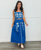 Blue Embroidered Top & Midi Skirt Set (Reg & Plus)