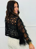 Black Crochet Tiered Mesh Sleeves Cardigan (Reg.)