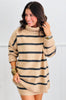 Taupe Striped Turtleneck Sweater & Mini Skirt Set (Reg.)