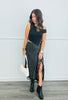 Polka Dot Satin Lace Trim Midi Skirt (Reg.)- 2 Colors