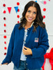 Navy Embroidered USA Flag Sweater Cardigan (Reg.)