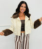 Gold Contrast Faux Fur Collar Zip Up Jacket (Reg. and Plus)