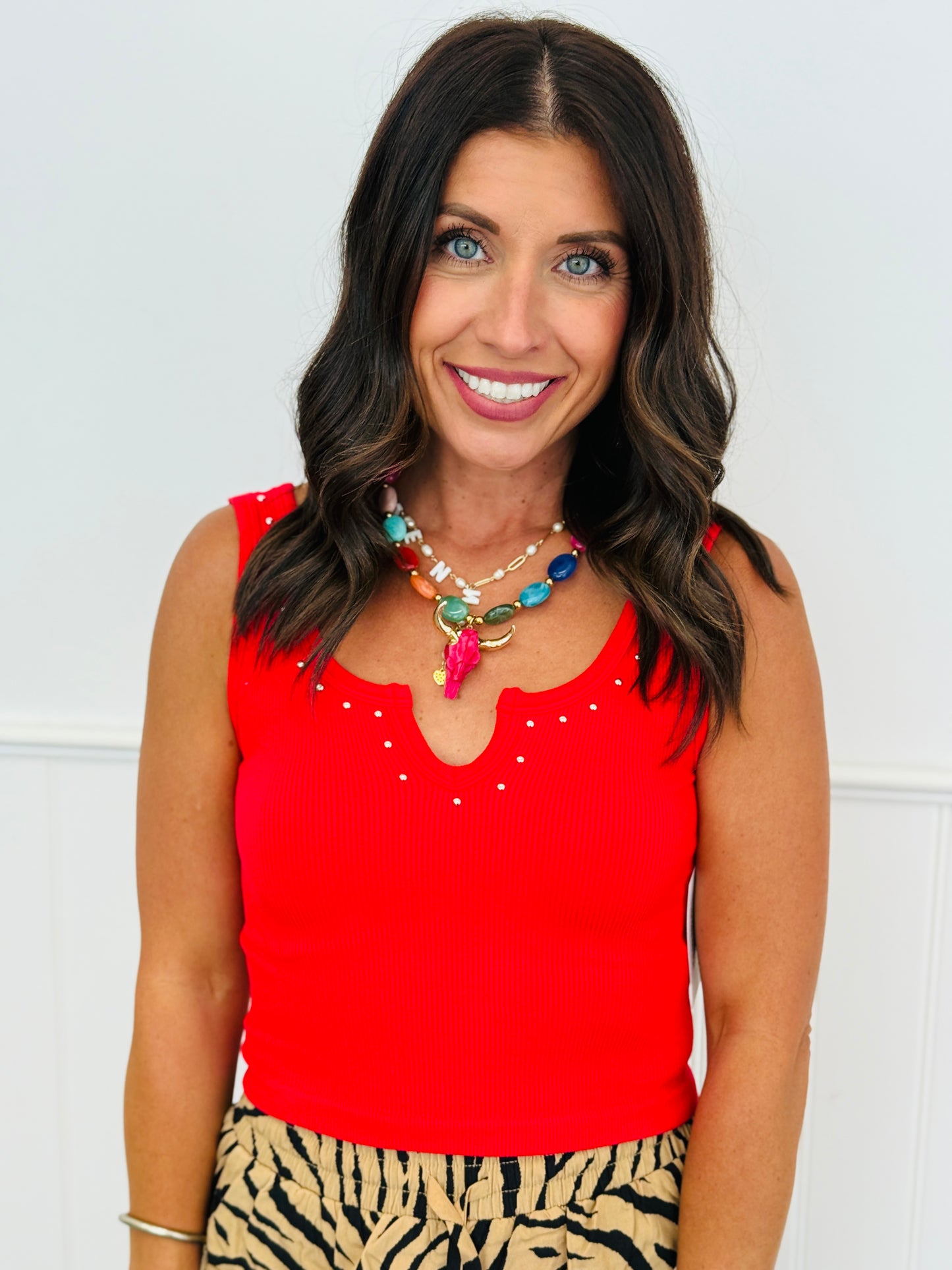 Rhinestone Studded Tank Top (Reg.) - 2 Colors