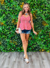 Red Striped Peplum Top (Reg.)