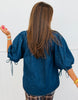 Dark Denim High Neck Blouse (Reg.)
