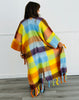 Multi Gold Print Squares Tassel Fringe Maxi Cardigan (OS)