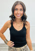 Ribbed V-Neck Lace Tank Top (Reg.)- 6 Colors