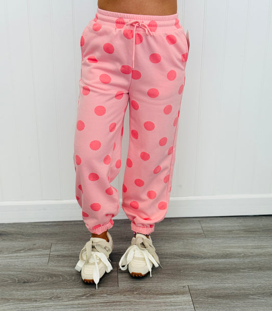 Pink Polka Dot Jogger Sweat Pants (Reg.)