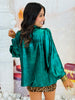 Hunter Green Metallic Bow Tie Blouse (Reg.)