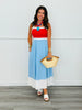 Red/Blue Color Block Midi Dress (Reg.)